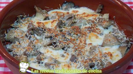 Setas gratinadas con queso
