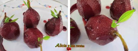 PERAS AL VINO TINTO CON CREMA DE VAINILLA