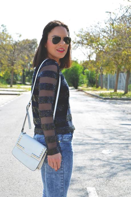 Outfit | Blue casual paillettes