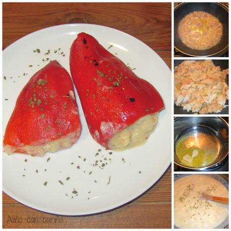 PIMIENTOS RELLENOS DE BACALAO, GAMBAS Y BECHAMEL