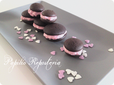 Whoopie pies de chocolate y fresa (especial San Valentín)