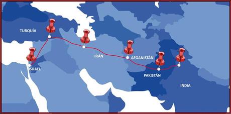 Mapa del doble viaje de Jesús, antes y después de la crucifixión.