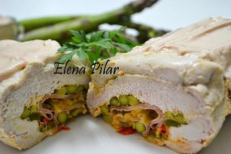 Pechuga de pavo rellena de verduras (Thermomix)