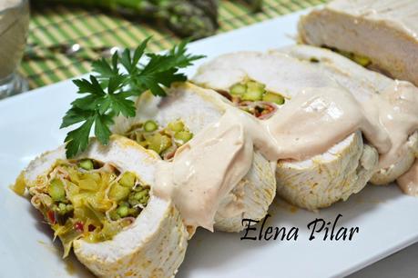 Pechuga de pavo rellena de verduras (Thermomix)