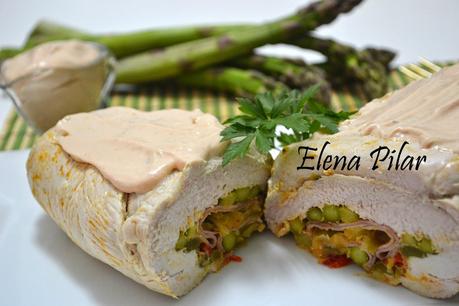 Pechuga de pavo rellena de verduras (Thermomix)