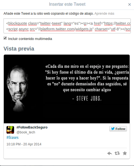 Incrustar tweets en tu sitio web o blog