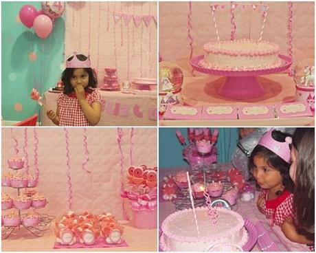 fiesta de cumpleaños en tonos rosas