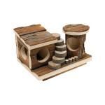 Casita dos pisos de madera para hámster