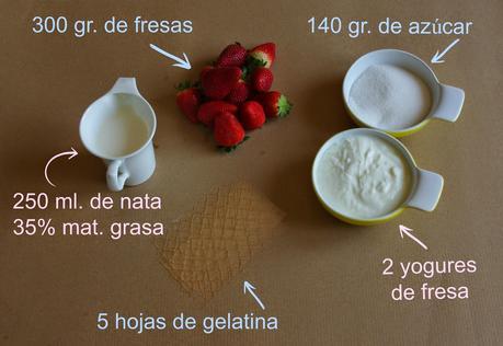 Ingredientes mousse de fresas Tarta de mousse de fresas