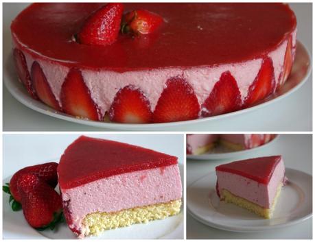 tarta de mousse de fresa Tarta de mousse de fresas