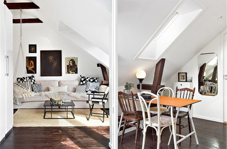 Una pequeña buhardilla con mucha luz