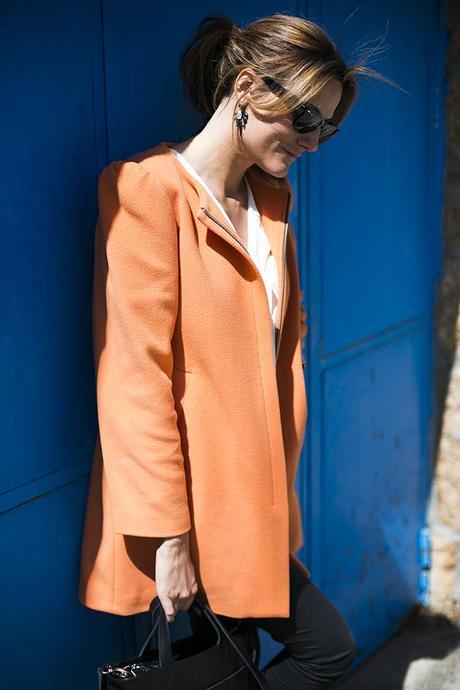 OUTFITS, orange coat, pasion for fashion, pasionforfashion.com, girissima, leo flats, bimba y lola, ballerinas, rayban, biombo13, zata coated jeans, daniel wellington, guiadeestilo, guia de estilo blog, blogs de moda, fashion bloggers, spanish fashion blogger, orange trend, cristina blanco