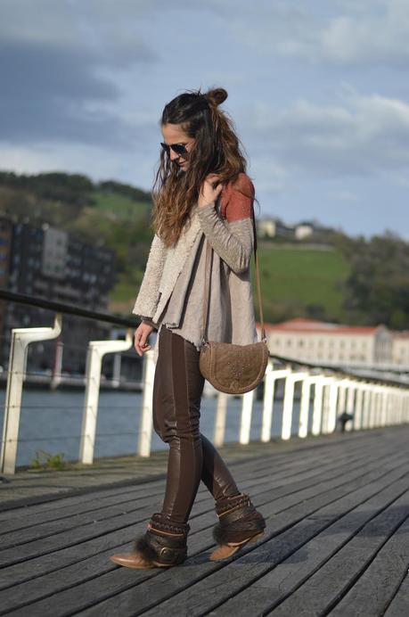 brown leather pants