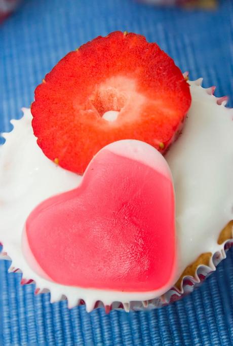 cupcakes románticos de champagne y yogur de mora