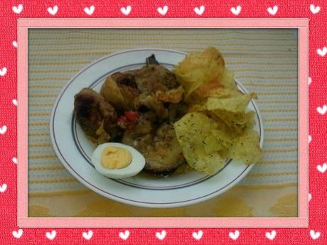 POLLO CON BERENJENAS Y PATATAS SELECTAS DE TRUFA NEGRA