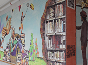 busca libro perdido" Mural biblioteca realidad aumentada