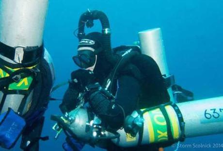 Will Goodman durante el récord de buceo profundo