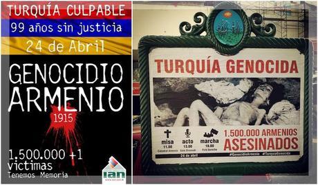 El afiche de la izquierda fue elaborado por el Club Amigos de Armenia. El de la derecha, por el Centro Armenio.