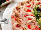 Rollitos pavo rellenos queso pimientos asados