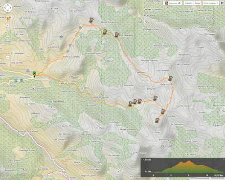 Ruta al Campigüeños y Carasca: Mapa de la ruta