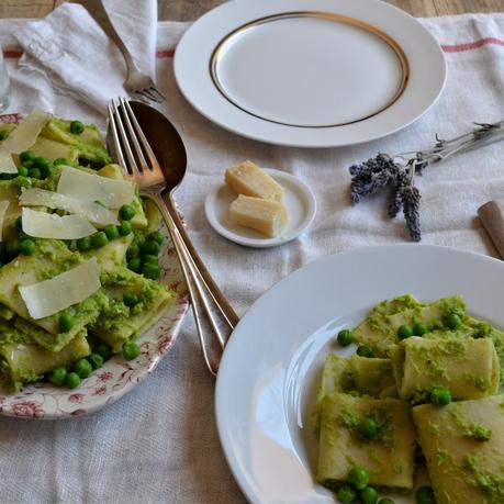 PACCHERI AL PESTO DE GUISANTES
