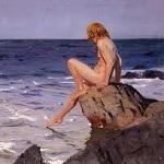 Cuadro 'Niña Frente al Mar' de Benito Rebolledo