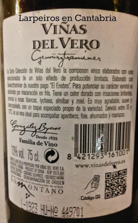Vino Blanco Viñas del Vero Gewurztraminer 2012: No es como lo recordaba