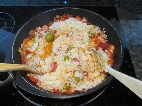 RISOTTO CON CHORIZO Y TORTA DEL CASAR