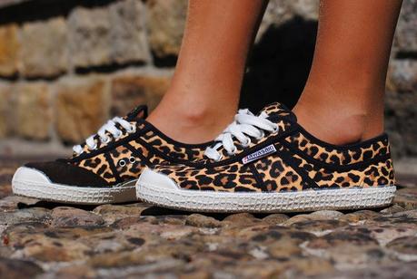 Leopard sneakers.