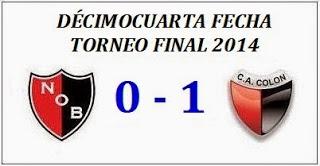 Newell´s Old Boys:0 - Colón:1  (Fecha 14°)