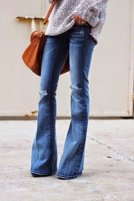 STREET STYLE INSPIRATION; FLARE JEANS.-