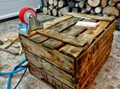 cajón madera restaurado, para guardar cojines