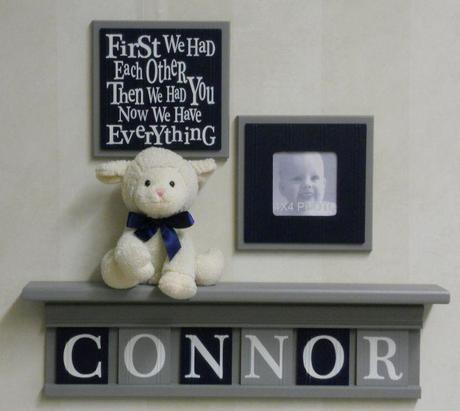 Navy+and+Gray+Baby+Nursery+Wall+Decor++Set+of+2++by+NelsonsGifts,+$29.90