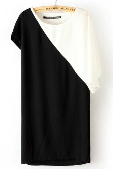 Black and White Contrast Dress