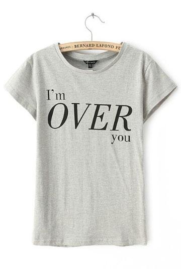 Simple Alphabet Print T-shirt in Gray