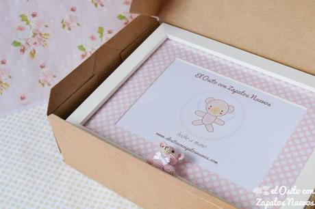 chupetero encaje bautizo osito amigurumi marco foto canastilla regalo babyshower