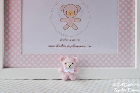 chupetero encaje bautizo osito amigurumi marco foto canastilla regalo babyshower