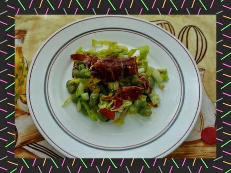 ENSALADA DE HABITAS CON JAMÓN