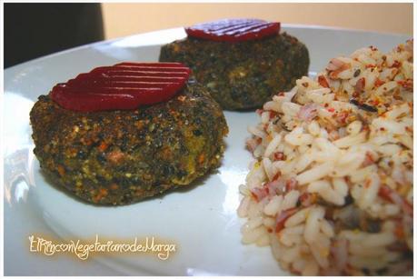 Hamburguesas de garbanzos, espinacas y champiñones