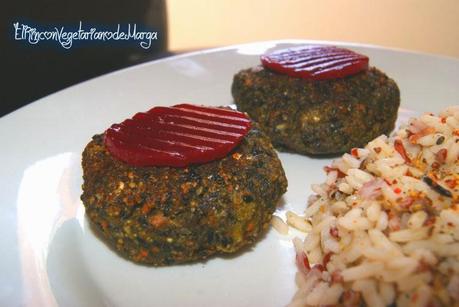 Hamburguesas de garbanzos, espinacas y champiñones