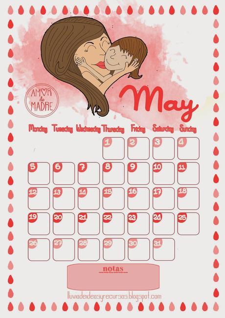 Descargables: Calendario ilustrado para el aula de mayo