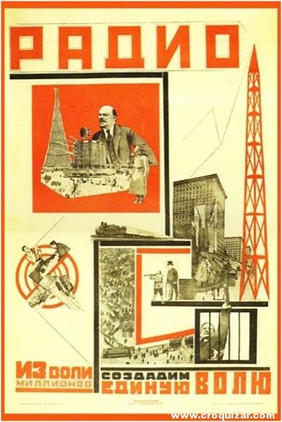 Poster vanguardista de los 20: “Radio. De la voluntad de millones hacemos una sola voluntad”.