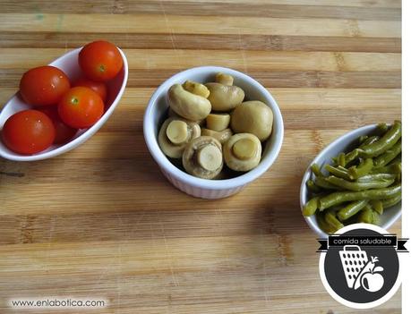Ravioles con revuelto de vegetales