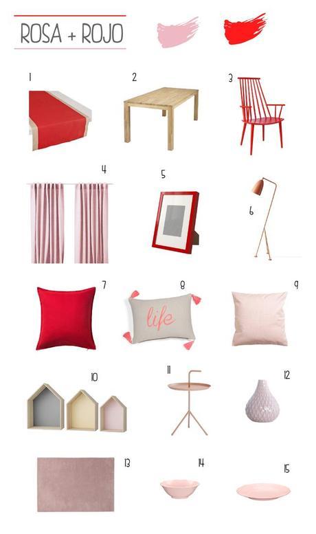 Decoración en rojo y rosa ROSA+ROJO