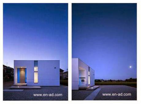 Dos vistas del frente de la casa que da a la calle Perfil y perspectiva de la fachada principal de la casa