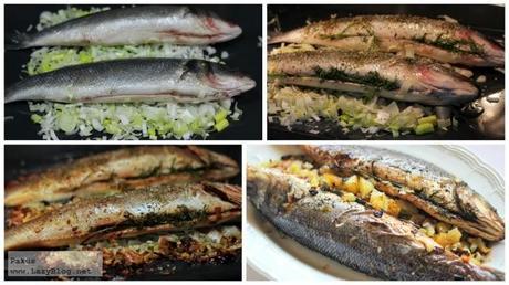 Lubina al horno rellena de eneldo. Receta