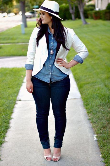 White blazer + chambray