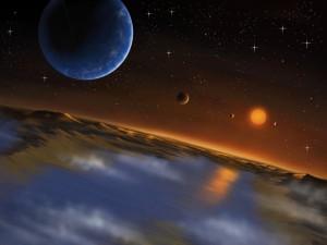 Sistema Kepler-62 visto desde planeta f