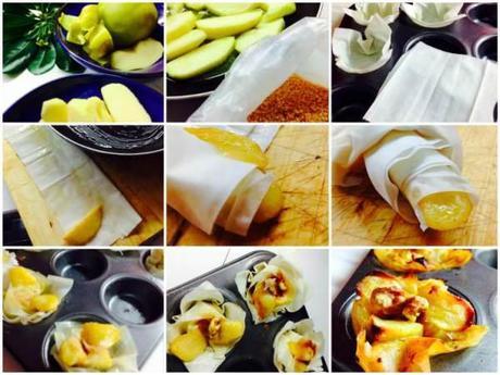 Rosas de manzana, nueces y canela crujientes