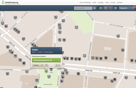 Wheelmap. Mapa colaborativo para señalar lugares accesibles